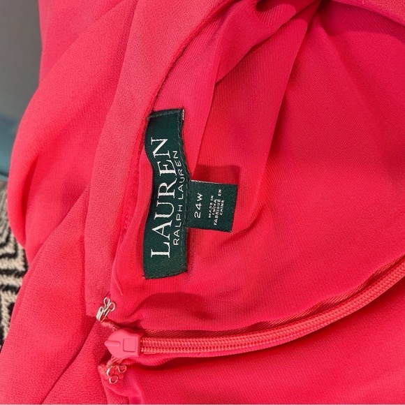 NWT Lauren Ralph Lauren Plus Size Pink Layered Formal Midi Dress Size 24W - Picture 7 of 8